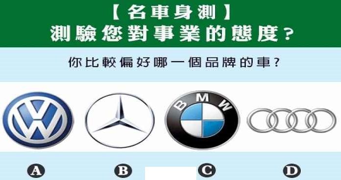 你喜歡哪一個牌子的車?測你對工作事業的態度!