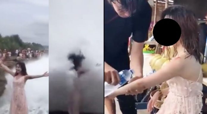 駭浪狂撲!洋裝妹秒消失…命大救回「混血系側顏正翻天」引歪樓:差點被海神娶走