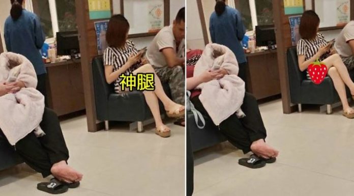生病去看診… 對面竟坐了個神腿妹